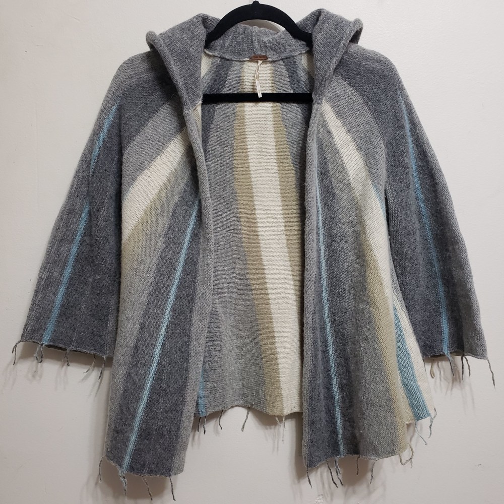 Free People Striped Open Front Hoodie, sz M